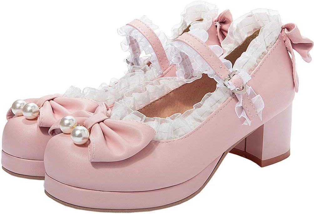 Kawaii Mid Block Heel Mary Jane Pumps for Cute Sweet Style