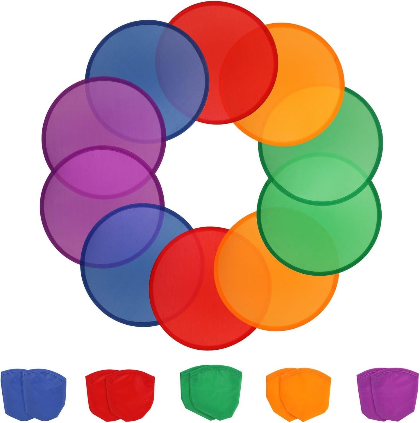 Set of 10 Foldable Flying Discs - Beach Ready Fun! Aooba