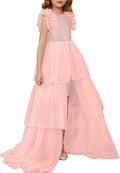 Girls Sequin Ruffle Prom Maxi Dress - Sparkle Tulle Cover-up