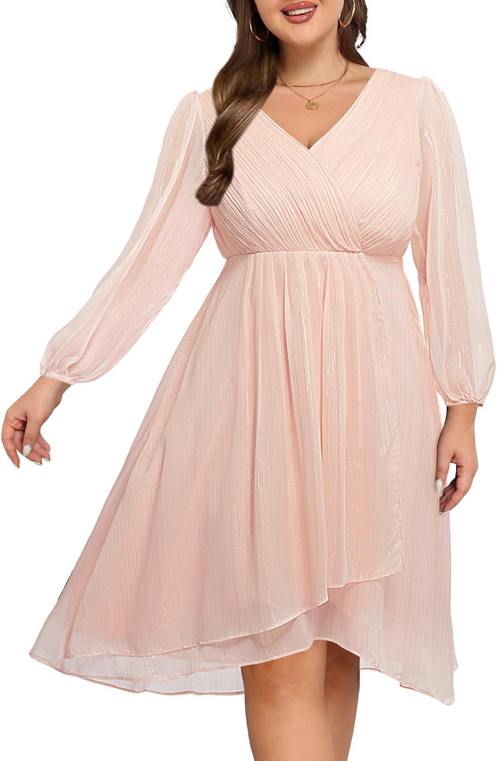 Plus Size Cocktail Dress for Curvy Women - Elegant Midi Style