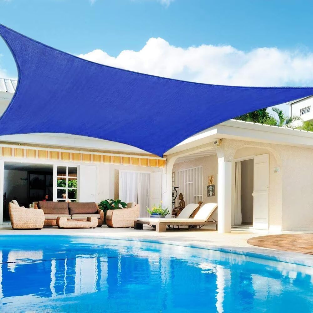 Sun Shade Sail 10ftx10ft Blue Rectangle Canopy for Outdoor Use