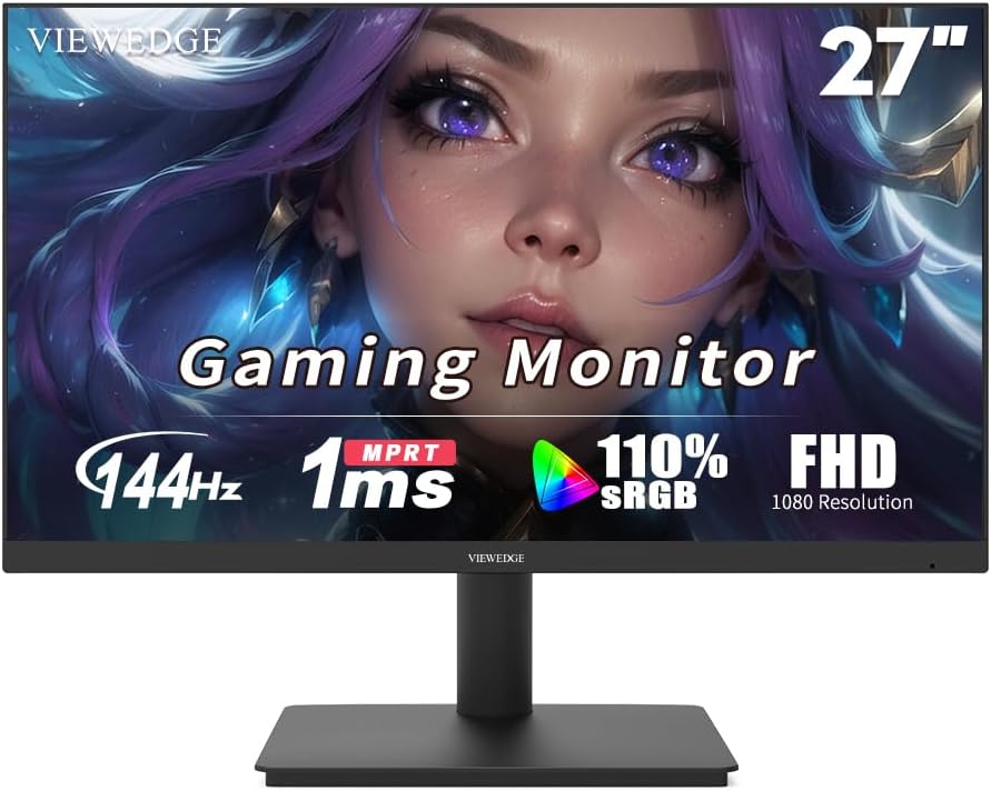 27 Inch Gaming Monitor 1080p 144hz with 1ms Response Time