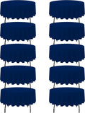 BRILLMAX 10 Pack Navy Blue 90 in Round Tablecloths - Durable Elegant