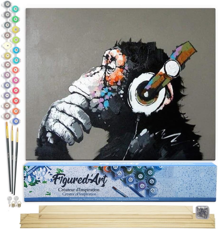 Paint by Numbers for Adults - Monkey Wearing Headphones Art