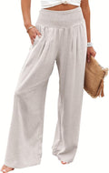 ANRABESS Women Linen Palazzo Pants Summer Boho Wide Leg High Waist
