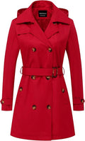 Women's Trench Coat Double-Breasted with Detachable Hood - Versatile