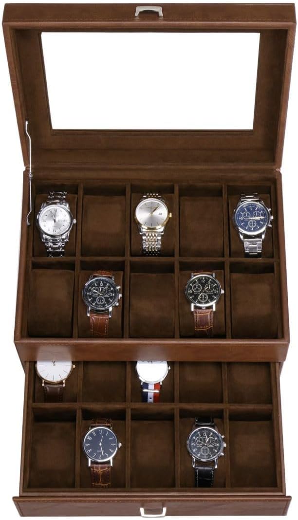 BEWISHOME 20 Slot Watch Box - Organize in Style!