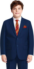 Boys Plus Size Husky Stretch Suit Set - Adjustable Waist, Dark Blue
