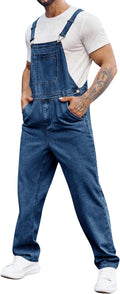 Runcati Men's Denim Bib Overall Romper Trousers - Slim Workwear