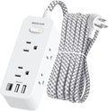 BESHON 10 FT Extension Cord Power Strip with USB-C - Compact 9-in-1