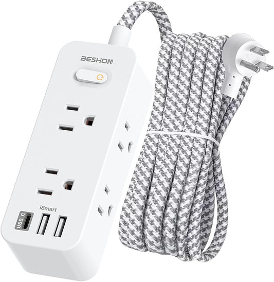 BESHON 10 FT Surge Protector Power Strip: Maximize Outlets!