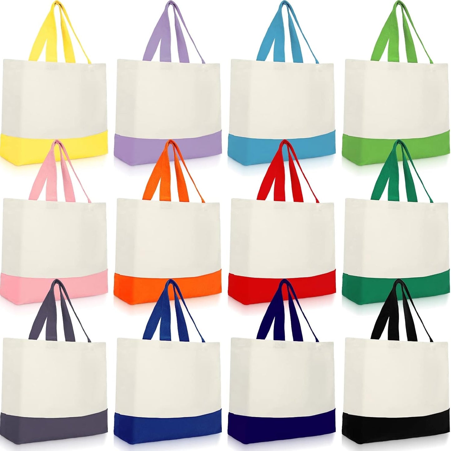 Epakh 12 Pack Canvas Tote Bags for Grocery Shopping and More