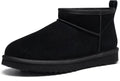 Genuine Suede Mini Boots for Women - Warm Fuzzy Snow Ankle Boots