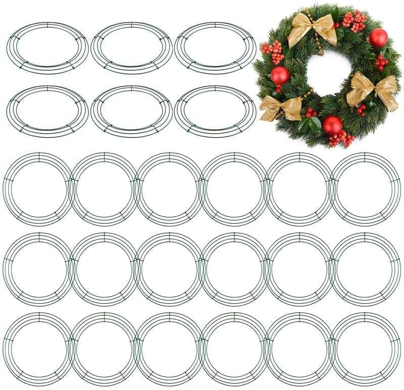 24 Pack 12 Inch Wire Wreath Frame for Holiday Decorations