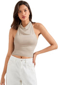 SUUKSESS Halter Backless Cowl Neck Tank Top - Sexy Summer Going Out 4