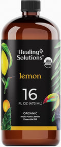 Healing Solutions Organic Lemon Diffuser Oil 16 oz - Refreshing Bulk