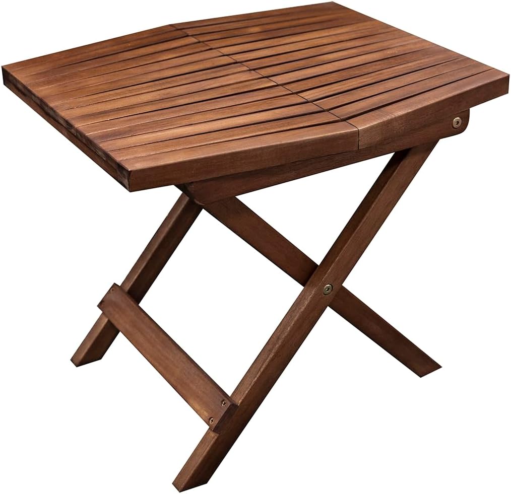 Melino Wooden Folding Outdoor Side Table for Patio and Garden