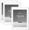 18x24 inch Picture Frame with 16x20 Removable Mat - White 3 Pack