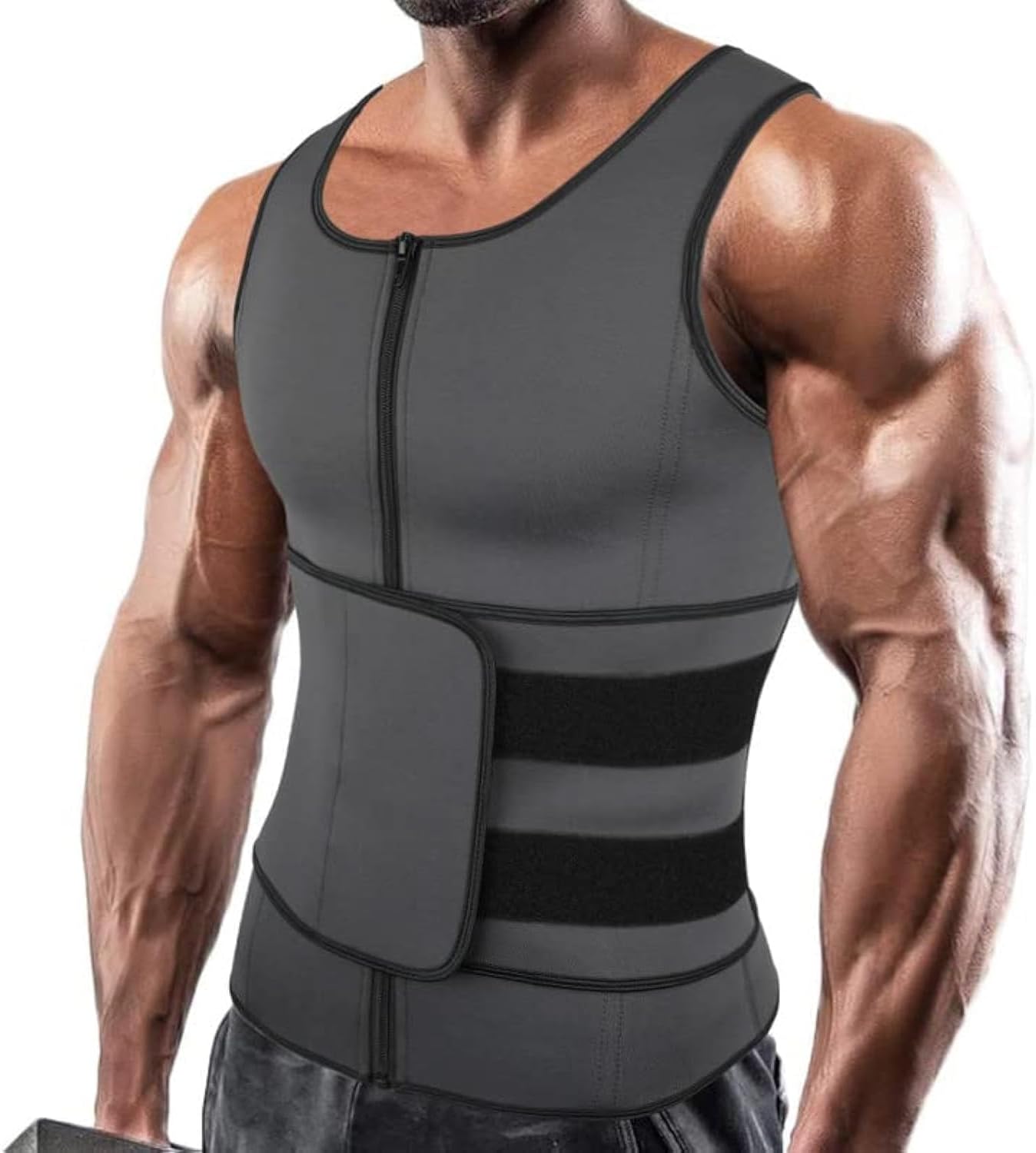 Men Neoprene Sauna Zipper Waist Trainer Vest for Ultimate Fitness