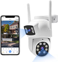 Dual-Lens Wireless Security Camera Outdoor 2K HD 6MP View - No Blind