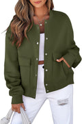 EVALESS Womens Long Sleeve Stand Collar Shacket - Lightweight Warm