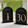 Black Arch Wedding Table Numbers with Stands 1-30 - Gold Foil 5x7