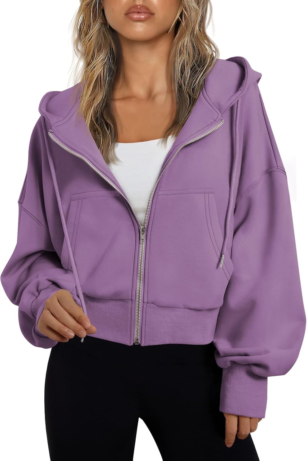 Trendy Queen Hoodies for Women Full Zip Up Casual Gym Tops