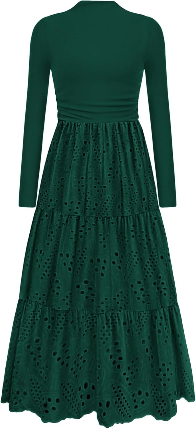 PRETTYGARDEN Long Sleeve Dress for Women - Elegant Maxi Style