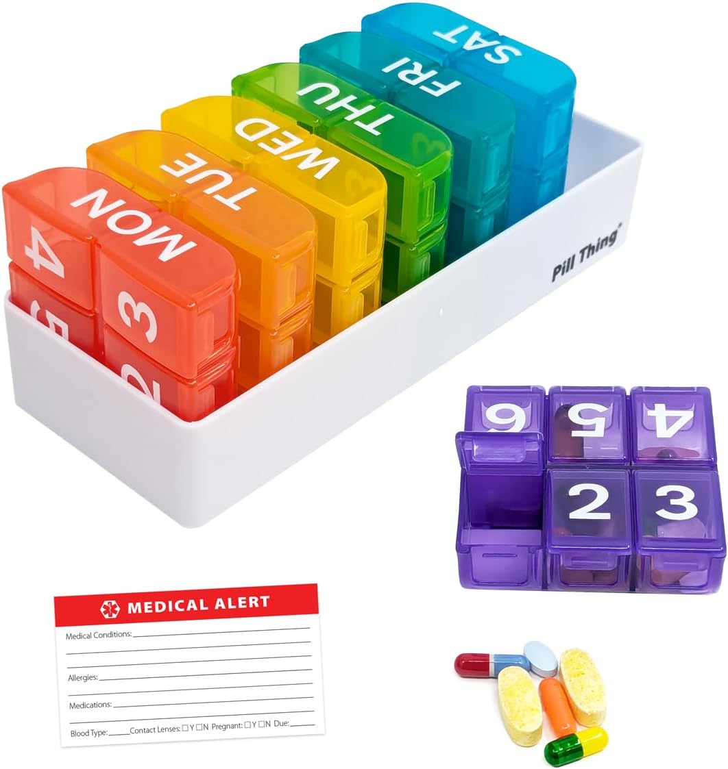 6 Times a Day Weekly Pill Organizer with Holder Tray for Meds