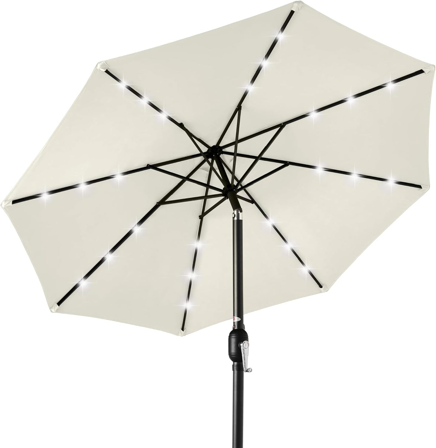 10ft Solar LED Lighted Patio Umbrella with Tilt Adjustment