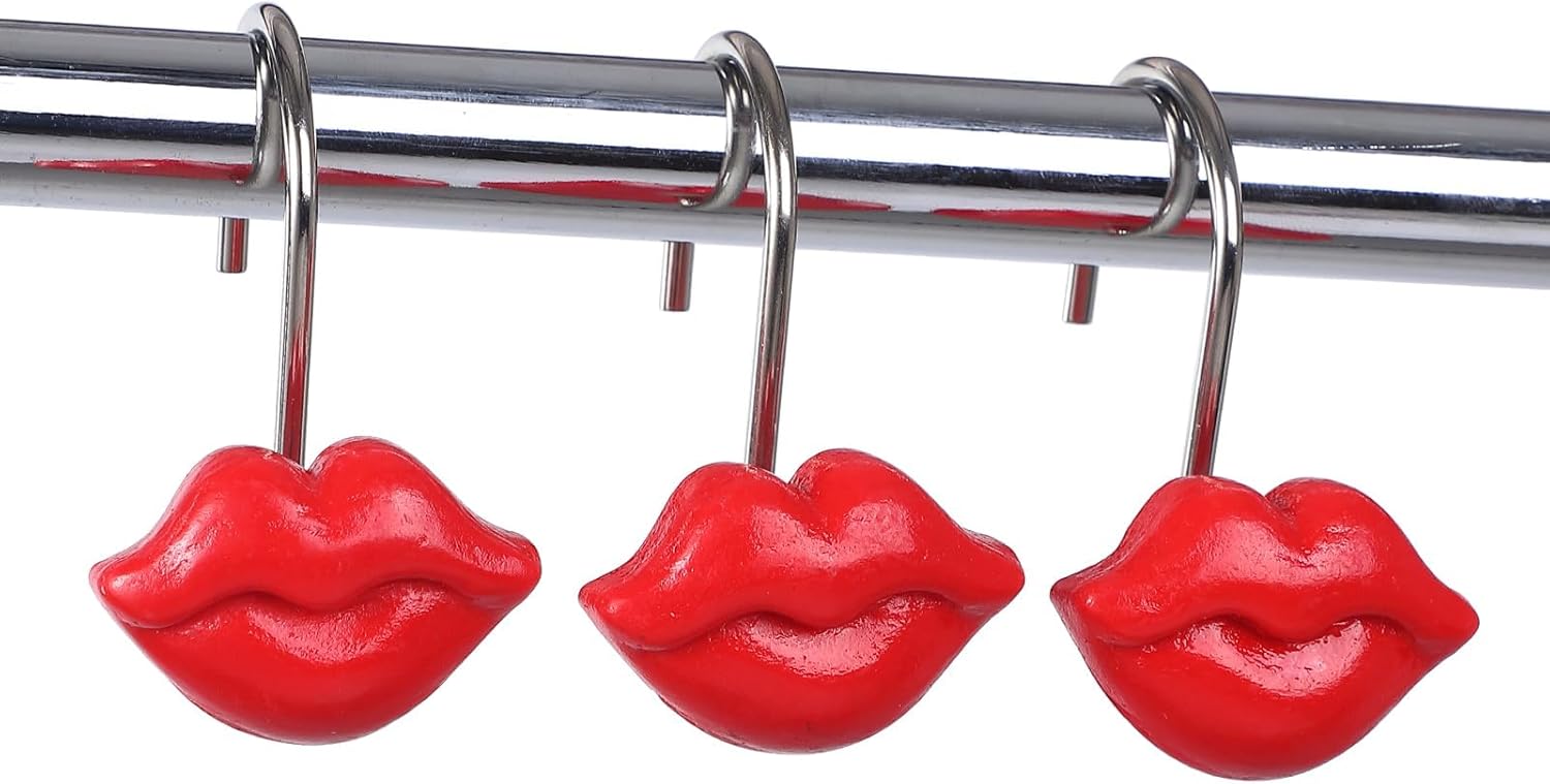 Set of 12 Vermilion Lips Shower Hooks by TwoFish