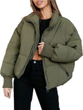 Yimoon Women's Cropped Puffer Jacket - Warm Quilted Short Coat
