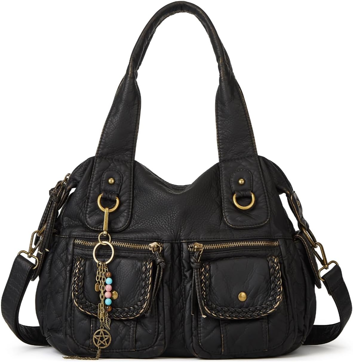 Worldlyda Women Canvas Hobo Purse - Stylish Multi Pocket Tote