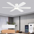 Ceiling Fans with Lights 52 in Low Profile Flush Mount - White