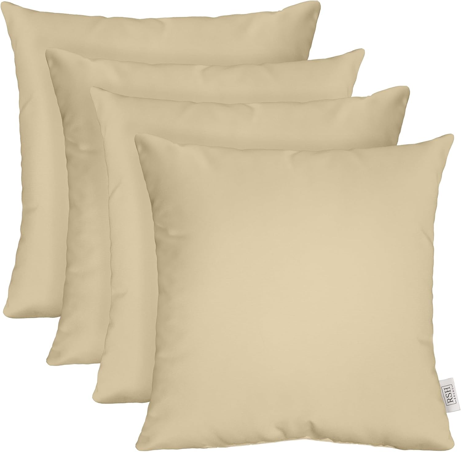 Sunbrella Square Throw Pillows Set of 4 | 24in x 24in | Beige