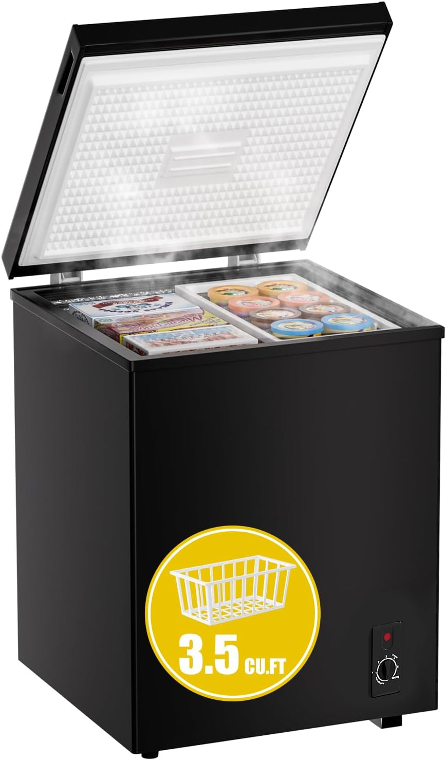 3.5 cuft Chest Freezer - Compact Energy-Efficient Mini Deep Freezer