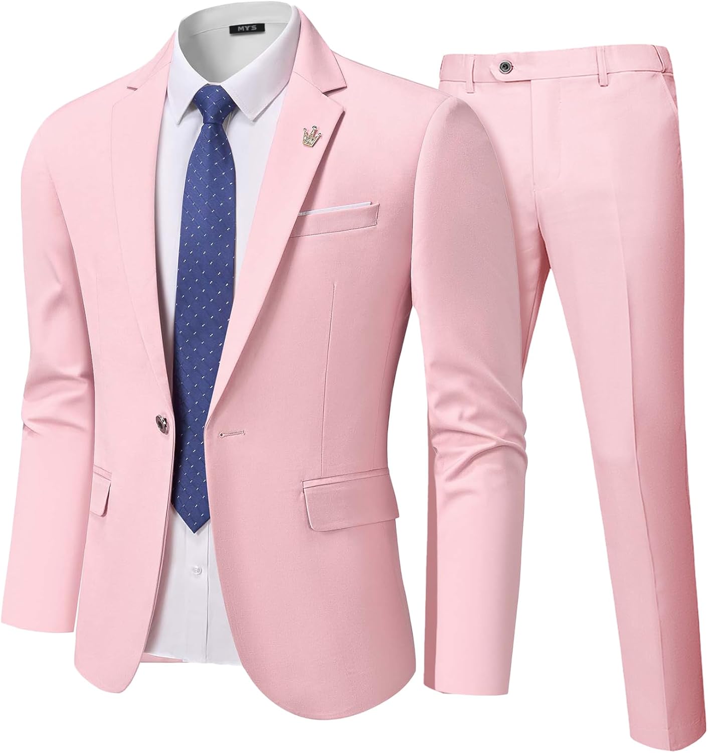 MY'S Men's 2 Piece Slim Fit Suit with One Button Jacket Set
