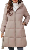 Women's Hooded Long Puffer Coat Winter Warm Full Zip Lightweight