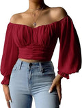 MIRACMODA Womens Elegant Off The Shoulder Puff Sleeve Blouse