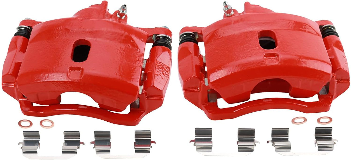 TRQ Front Performance Brake Caliper Set Red for Honda Civic