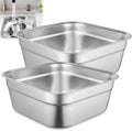 Washing Up Bowls 2 Pcs Stainless Steel Dish Tubs - Large Capacity