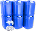 5-Gallon Stackable Water Storage Containers - 6 Pack for Emergency Use
