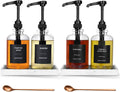 Coffee Syrup Dispenser for Coffee Bar - Glass Pump Bottles with Tray