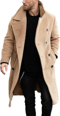 Makkrom Mens Double Breasted Trench Coat Casual Lapel Collar Business