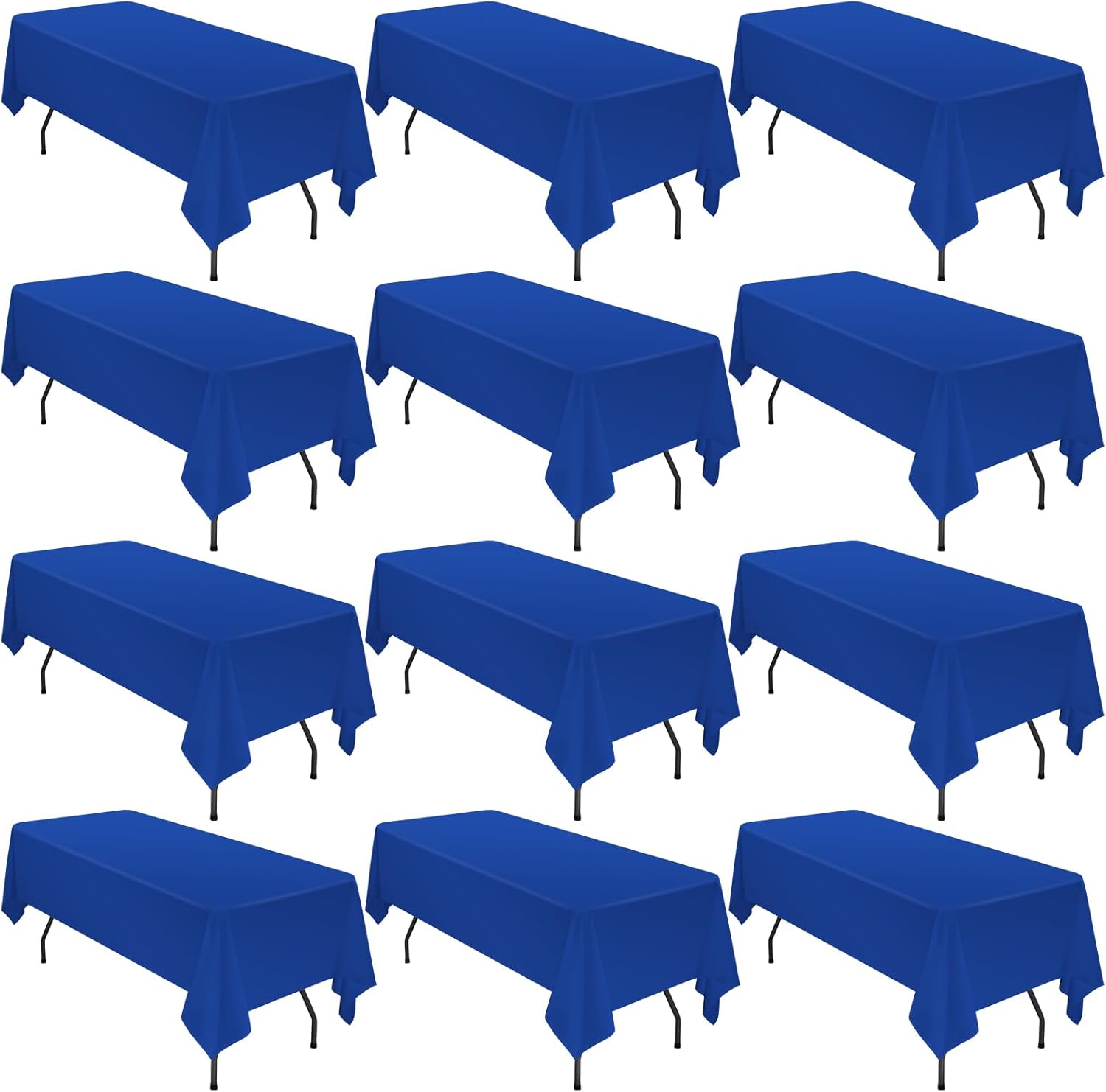 12 Pack Royal Blue Tablecloths for 8 Ft Rectangle Tables