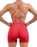 SUUKSESS Women Seamless Workout Sets Strappy Sports Bra & Shorts Two
