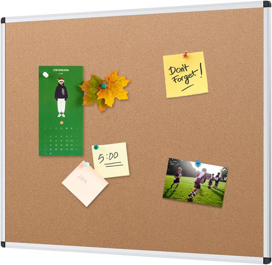 VIZ-PRO Cork Notice Board 48 X 36 Inches with Silver Frame