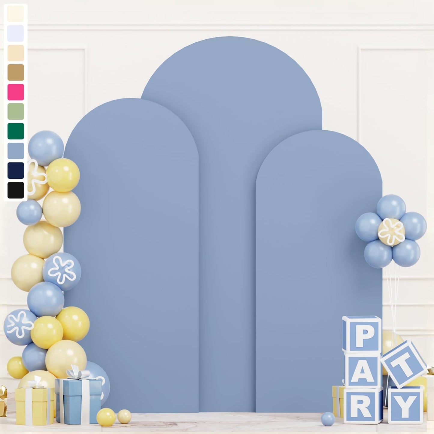 Dusty Blue Wedding Arch Cover Set of 3 for Elegant Decor