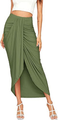 SheIn Casual Slit Wrap Asymmetrical High Waist Maxi Draped Skirt