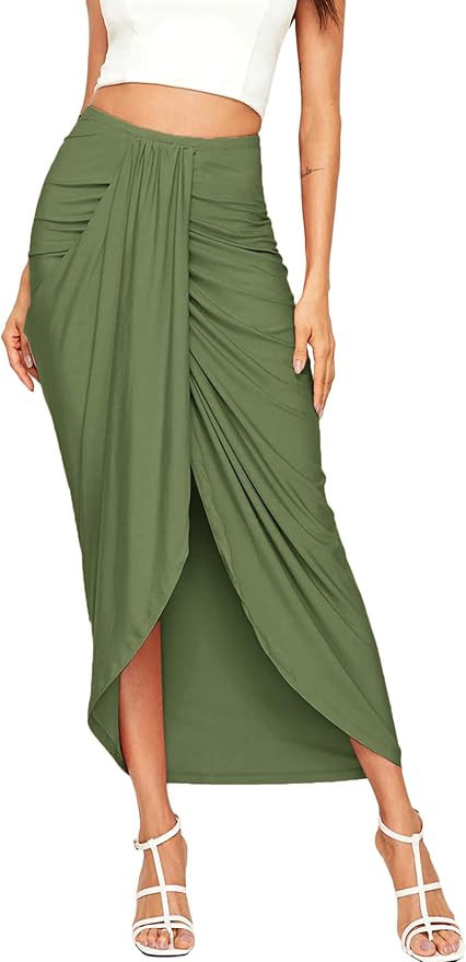 SheIn Women's Casual Slit Wrap Asymmetrical Maxi Skirt Review